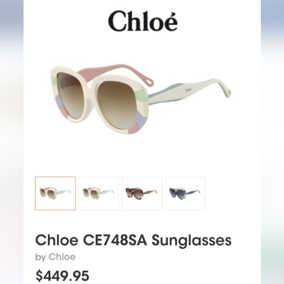 NWT Authentic Chloe CE748SA 160 Pastel Rainbow Sunglasses 52-20-140 - Picture 2 of 8